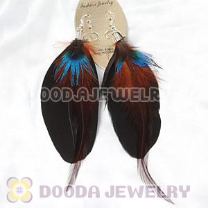 Black Tibetan Jaderic Bohemia Grizzly Feather Earrings Wholesale