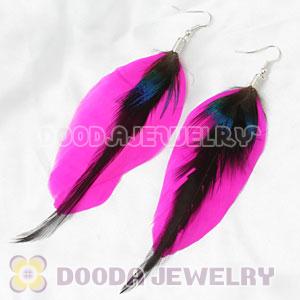 Pink Tibetan Jaderic Bohemia Grizzly Feather Earrings Wholesale