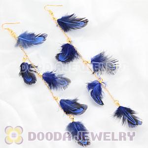 Cheap Blue Extra Long Feather Earrings Wholesale