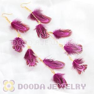 Cheap Pink Extra Long Feather Earrings Wholesale