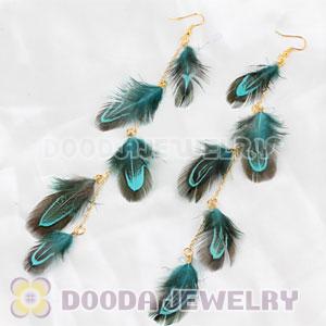 Cheap Blue Extra Long Feather Earrings Wholesale