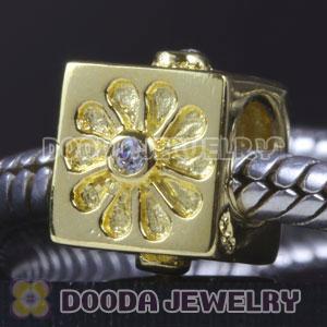 Gold Plated Charm Jewelry Silver Beads with Stone
