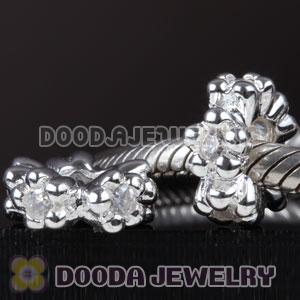 925 Sterling Silver European Style flower charms with stone