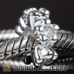 925 Sterling Silver European Style flower charms with stone