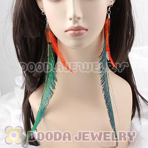 Cheap Green Extra Long Feather Earrings Wholesale