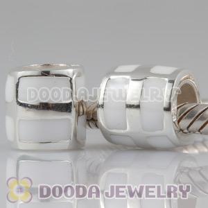 925 Sterling Silver European Style Beads Enamel White