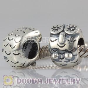 Solid Sterling Silver European Style Owl Beads and Charms