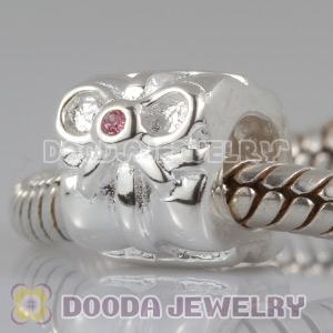 Solid Sterling Silver European Style Beads with Stone