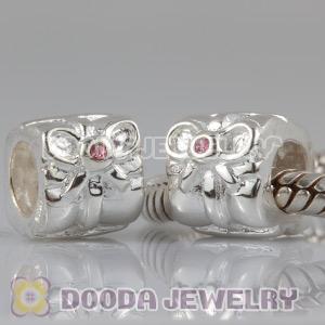 Solid Sterling Silver Charm Jewelry Beads with Stone