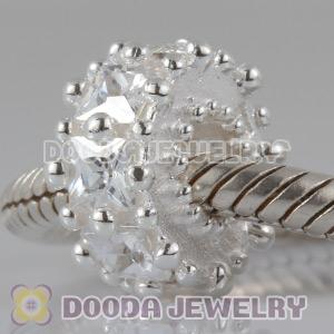 S925 Sterling Silver Charm Jewelry Beads with White Stone