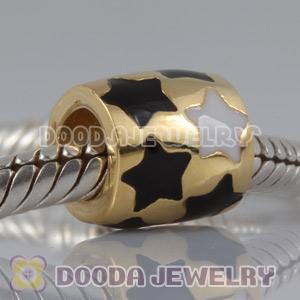 Gold Plated Charm Jewelry 925 Silver Beads Enamel pentacle