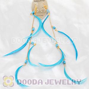 Cyan Long Beaded Feather Earrings Forever 21 Wholesale