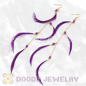 Purple Long Beaded Feather Earrings Forever 21 Wholesale
