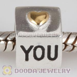 Gold Plated Love European Style 925 Silver Beads Love You