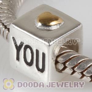 Gold Plated Love Charm Jewelry 925 Silver Beads Love You