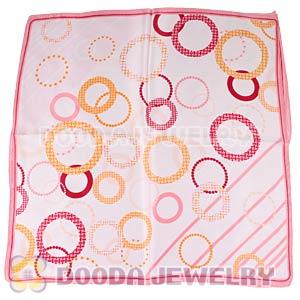 Pink Border Printed Planets Silk Scarf 50X50cm Small Square Satin Pure Silk Scarves 