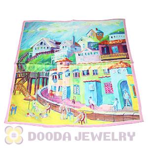 Printed House Pure Silk Scarves 65×65cm Medium Square Silk Scarf Shawls Wholesale