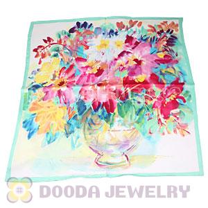 Printed Peony Pure Silk Scarves 65×65cm Medium Square Silk Scarf Shawls Wholesale