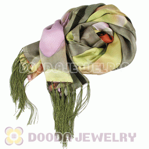 Long Oblong Fringed Silk Scarves 170×50cm Silk Scarf Painting Wholesale 