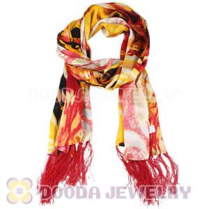 Long Oblong Fringed Silk Scarves 170×50cm Silk Scarf Painting Wholesale