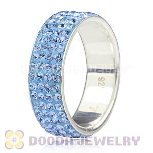 925 Sterling Silver Rings Inlay Blue Czech Crystal Wholesale