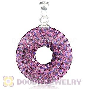 Sterling Silver Pink Czech Crystal Pendants Wholesale