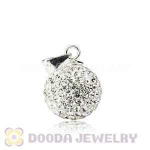 12mm Sterling Silver White Czech Crystal Pendants Wholesale