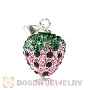 12X13mm Sterling Silver Czech Crystal Strawberry Pendants Wholesale