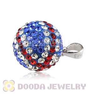14mm Sterling Silver Czech Crystal Union Jack Pendants Wholesale
