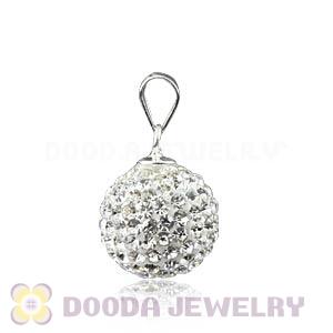 12mm Sterling Silver White Czech Crystal Pendants Wholesale
