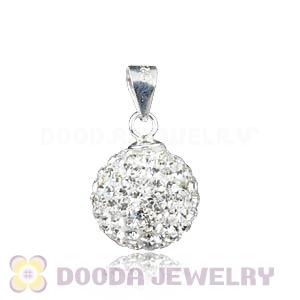 12mm Sterling Silver White Czech Crystal Pendants Wholesale