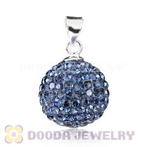 14mm Sterling Silver Blue Czech Crystal Pendants Wholesale
