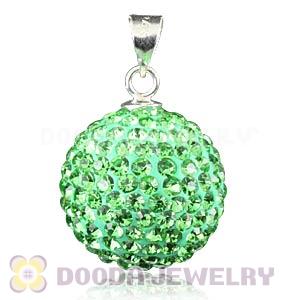 16mm Sterling Silver Green Czech Crystal Pendants Wholesale
