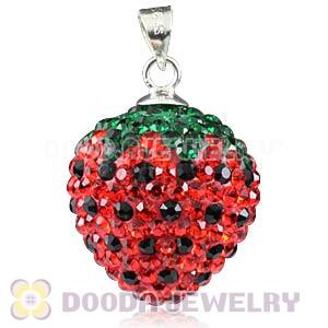 18X19mm Sterling Silver Czech Crystal Strawberry Pendants Wholesale