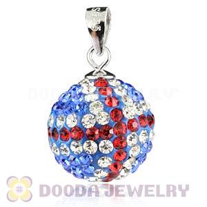 14mm Sterling Silver Czech Crystal Union Jack Pendants Wholesale