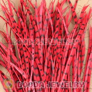 Red Striped Goose Biots Loose Feather Hair Extensions Wholesale