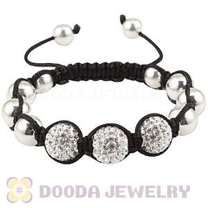 Sterling Silver Ball and 12mm Czech Crystal Bead Handmade String Bracelets