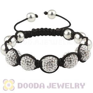 Sterling Silver Ball And 12mm Czech Crystal Bead Handmade String Bracelets