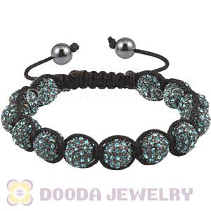 Cyan Crystal Disco Ball Bead Bracelet With Hematite Wholesale 