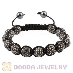 Grey Crystal Disco Ball Bead Bracelet With Hematite Wholesale 