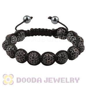 Black Crystal Disco Ball Bead Bracelet With Hematite Wholesale