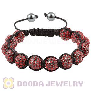 Red Crystal Disco Ball Bead Bracelet With Hematite Wholesale 