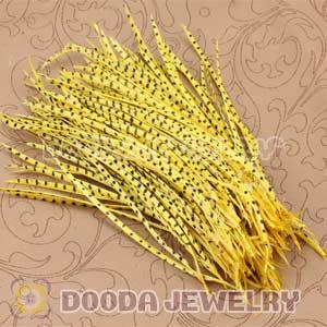 Yellow Striped Goose Biots Loose Feather Hair Extensions Wholesale