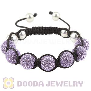 Sterling Silver Ball And 12mm Lavender Czech Crystal Bead Handmade String Bracelets