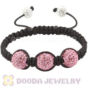 12mm Pave Pink Czech Crystal Bead Handmade String Bracelets Wholesale