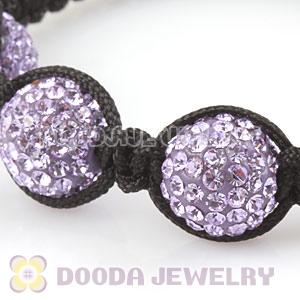 12mm Pave Lavender Czech Crystal Bead Handmade String Bracelets Wholesale