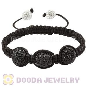12mm Pave Black Czech Crystal Bead Handmade String Bracelets Wholesale