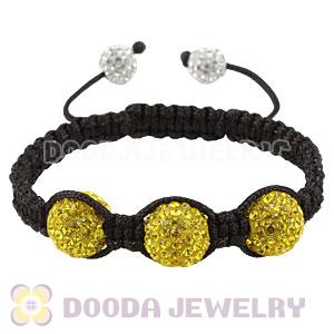 12mm Pave Yellow Czech Crystal Bead Handmade String Bracelets Wholesale