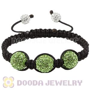 12mm Pave Green Czech Crystal Bead Handmade String Bracelets Wholesale