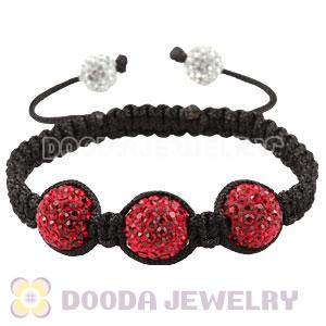 12mm Pave Red Czech Crystal Bead Handmade String Bracelets Wholesale